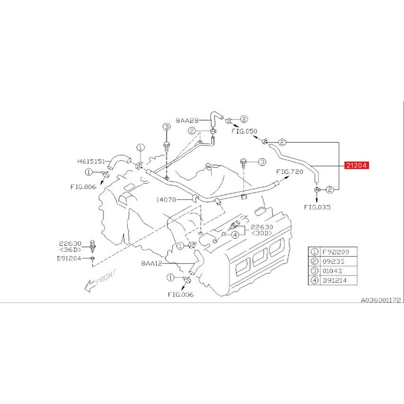 Heating Assembly-PRE Pipe Hose (To water pump) 21204AB130 For Subaru Outback(2010 2012 2015K4 3.6) Tribeca(2008-2012 3.6)