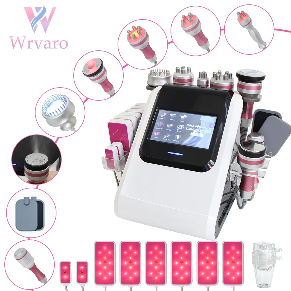 

Wrvaro 9 in 1 80K Cavitation Machine Vacuum Slimming Body Weight Loss RF+EMS Cold Hammer Face Skin Care Beauty Device For Spa