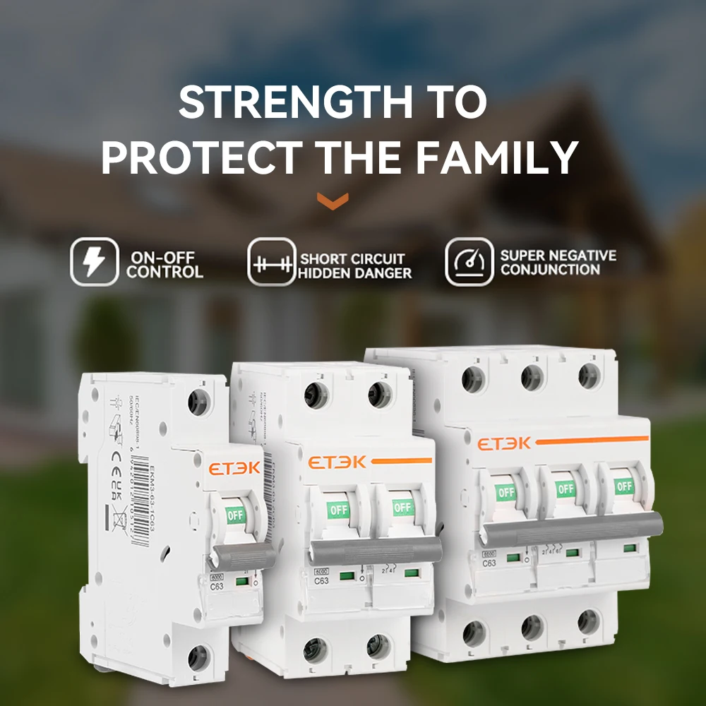 ETEK MCB Low Voltage C Curve 2p Miniature Circuit Breaker 6kA With UKCA CB Certificates Mini MCB EKM3-2P circuit breaker