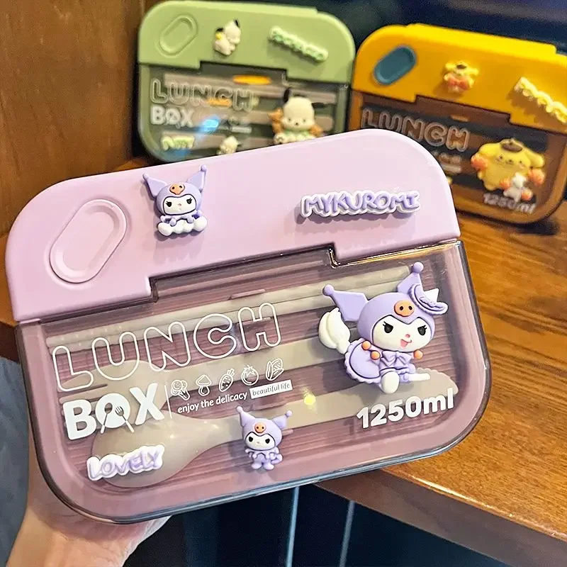 

Sanrio Kuromi Pachacco Lunch Box Student Microwaveable Tableware Cute Cinnamoroll Work Compartment Sealed Portable Bento Box