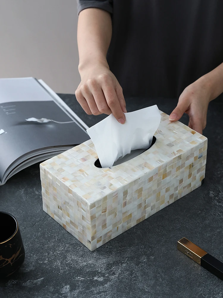 doméstico creativo Decoración papel Caja sala de estar escritorio lujo  ligero cuero PU Caja para pañuelos papel Bolso vacío, Mode de Mujer