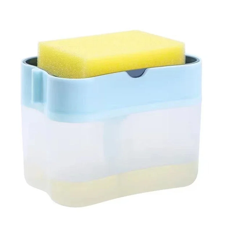 

Soap Dispenser Manual Press Kitchen Accessories Container with Sponge Manual Press Cleaning Liquid Dispenser Pump Soap Organizer