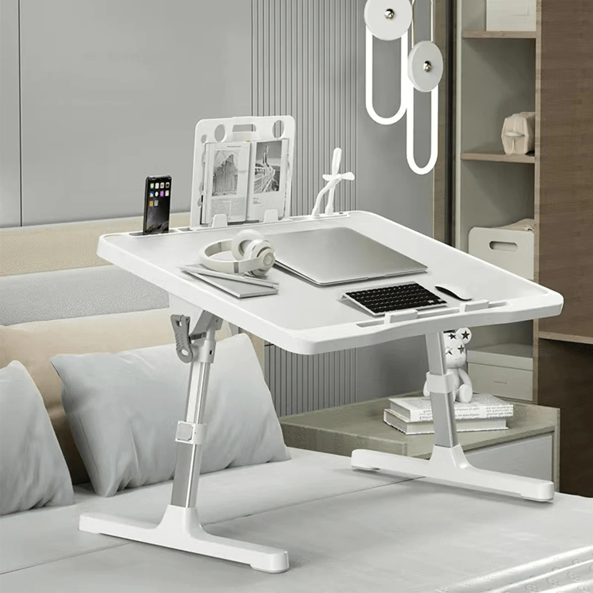 1pc Adjustable Foldable Laptop Desk, Portable Bed Tray Table For Dorm, Study