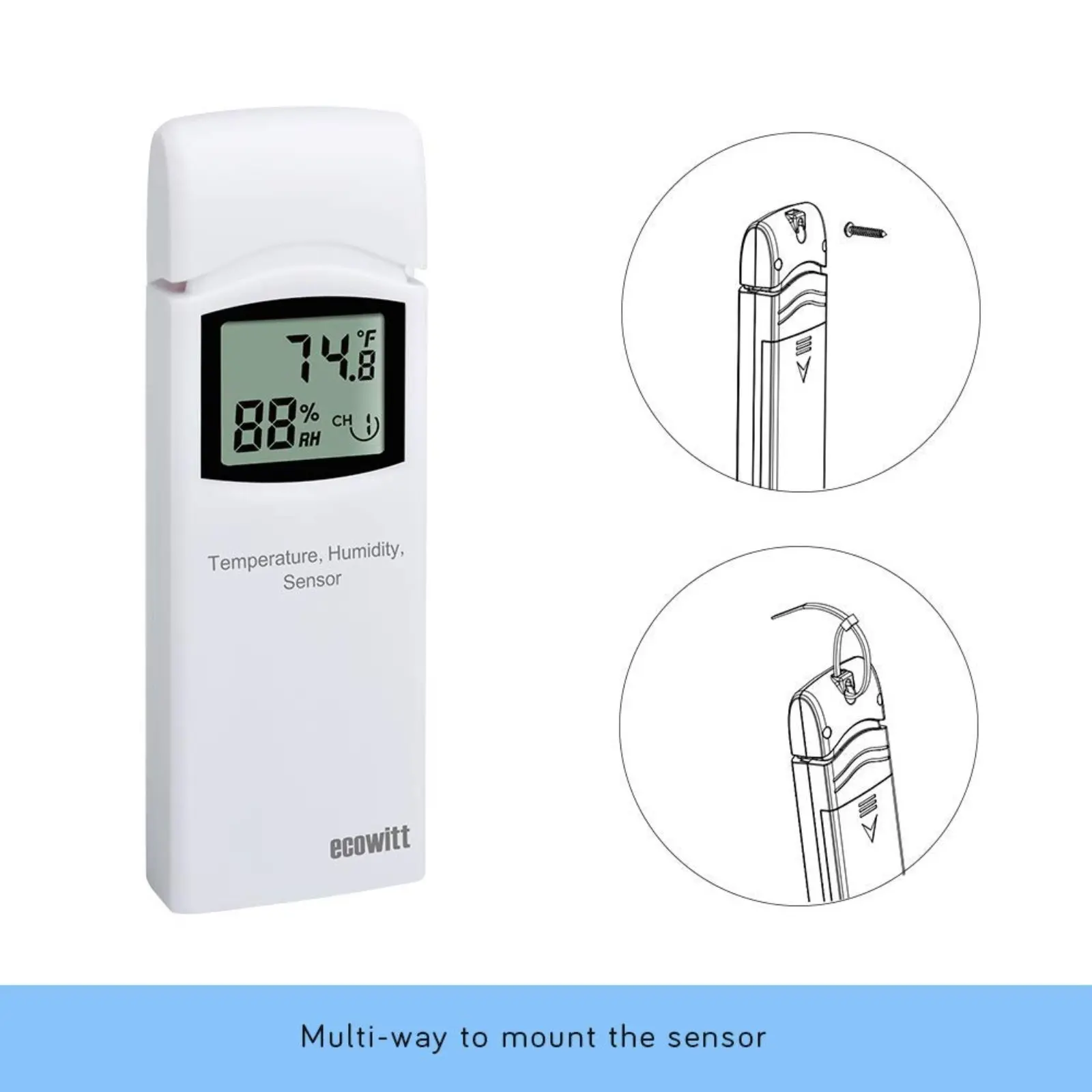 Ecowitt wn31 (wh31) thermometer hygrometer drahtloser 8-kanal temperatur feuchtigkeit sensor mit lcd display (gateway nicht enthalten)