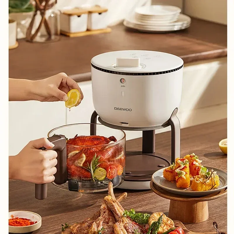 DAEWOO Air Fryer 2L Oil Free Low Fat Kitchen Airfryer Health Cooking Non-stick Glass Potato Chip Machine Electric Airfryers 220V 5