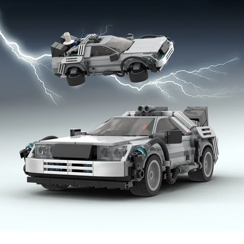 Moc Deloreaned Back To The Future Building Block Truck Time Machine Assembly Technology Fantascienza Racing Regali Per Bambini
