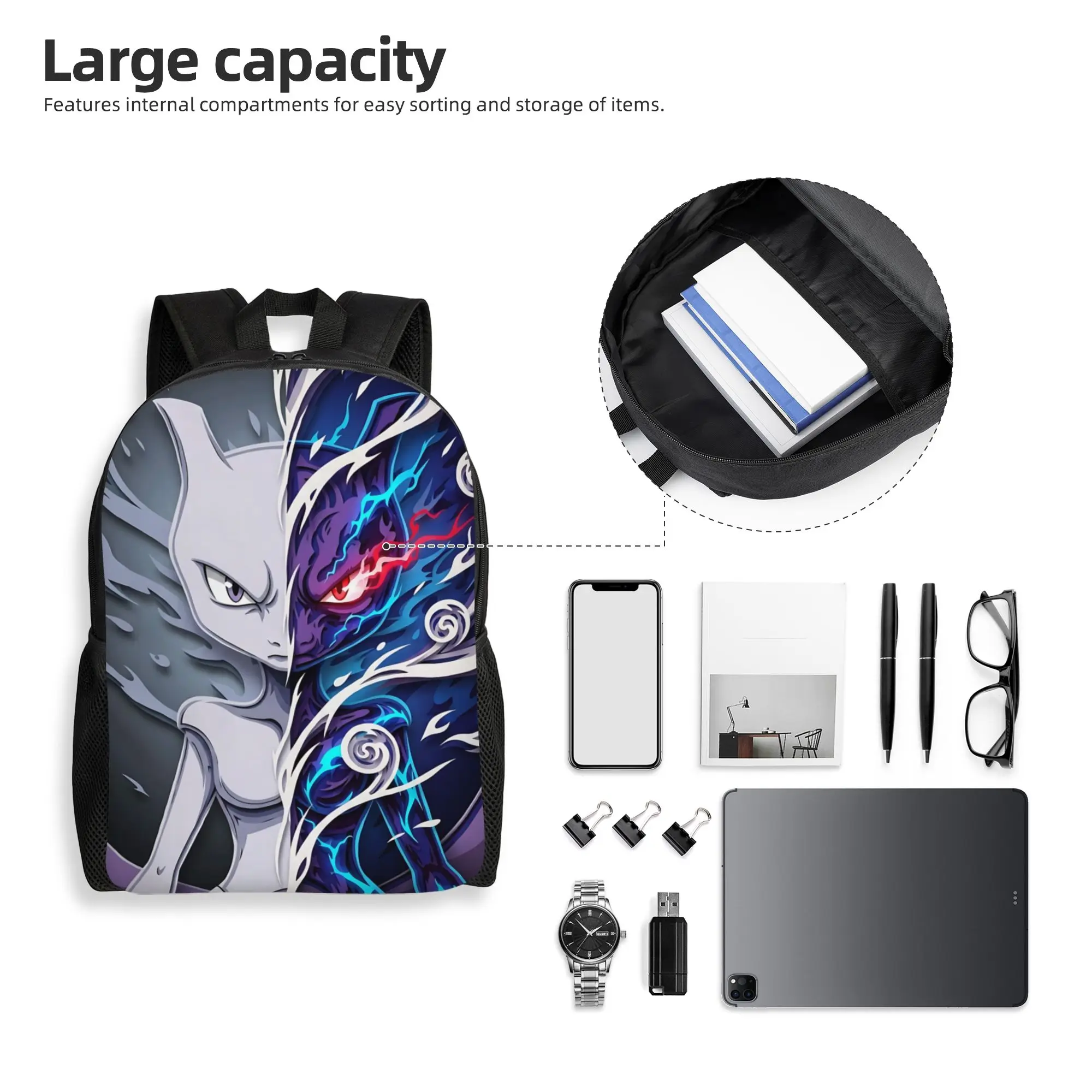 Zaini alla Moda, Zaino Pokemon, Daypack, Mochila, Zaino da Lavoro e Ufficio, Stile Retrò, Lavabile - immagine 4
