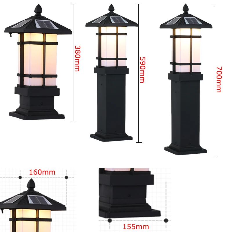 Solar Powered Pathway Lamp Industrial Retro Aluminum Waterproof Landscape Lighting for Yard Lawn Patio Driveway Sidewalk Walkway 4
