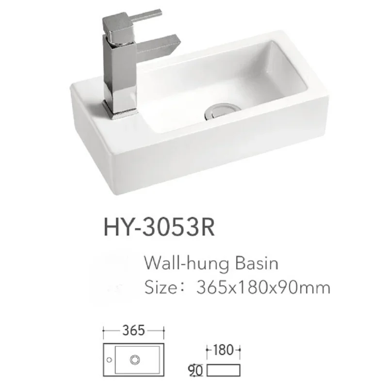 Bathroom Sink Family Bedroom Balcony Ultra-narrow Ceramic Bathroom Sink Mini Square Wall-mounted Wash Basin