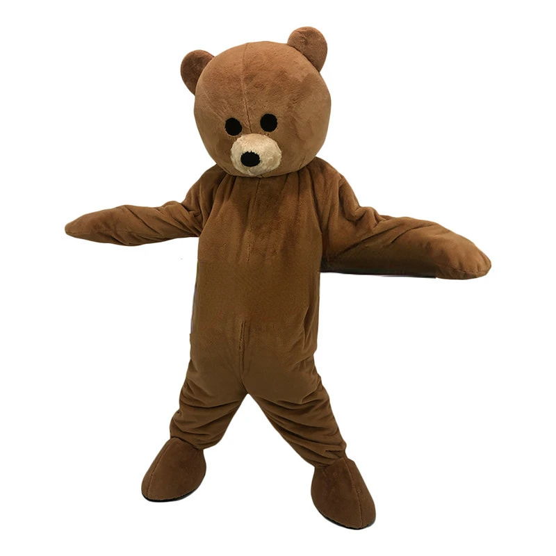 

Brown Teddy Bear Cartoon Custom Mascot Fursuit Event Props Walking Puppet Animal Costume Performance