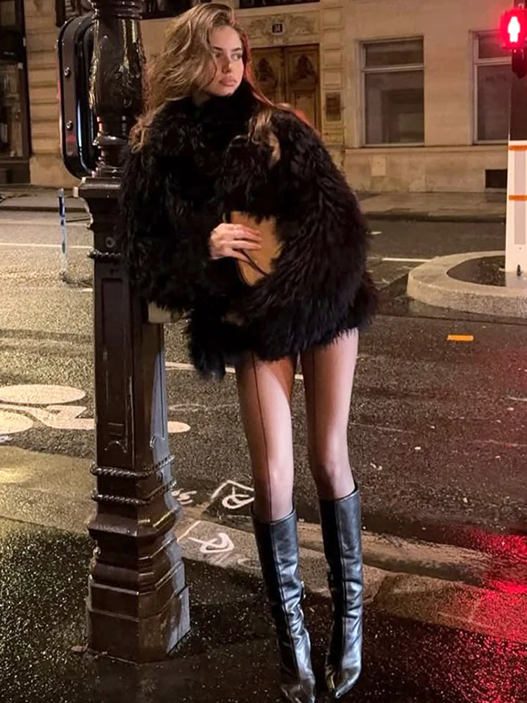 Nibber Turtleneck Comfortable  Furry Coats Woman Autumn Winter Style Zip Full Sleeve High Street Causal Fashion Classic Jacket