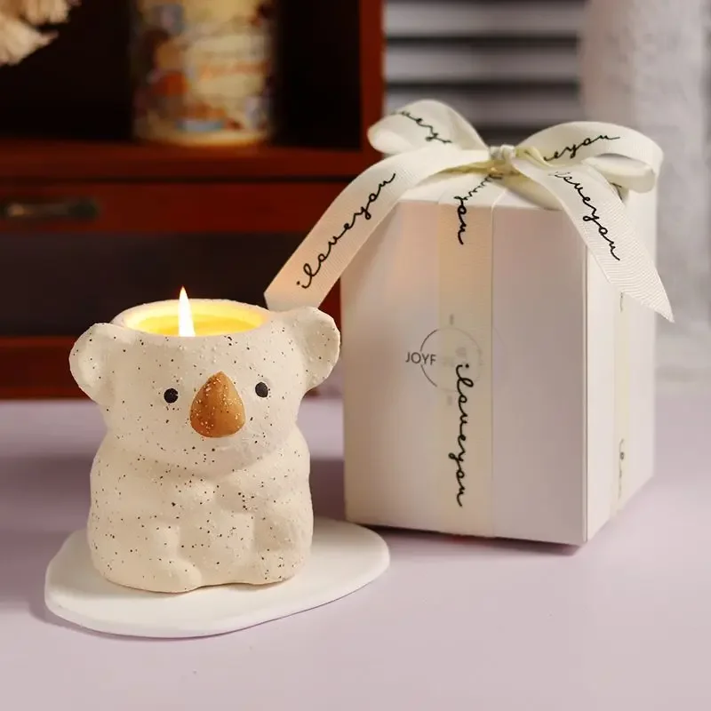 

Koala Fragrance Candle Cute Lasting Creative Fragrance Ornaments Bedroom Birthday Gift Send Boudoir Gift Box with Hand Gift Cand