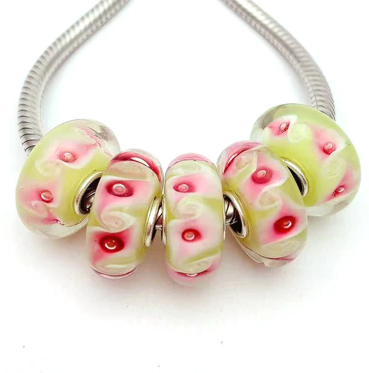 

YG926 5X 100% Authenticity S925 Sterling Silver Beads Murano Glassbeads NEW Fit European Charms Bracelet Diy Jewelry Lampwork