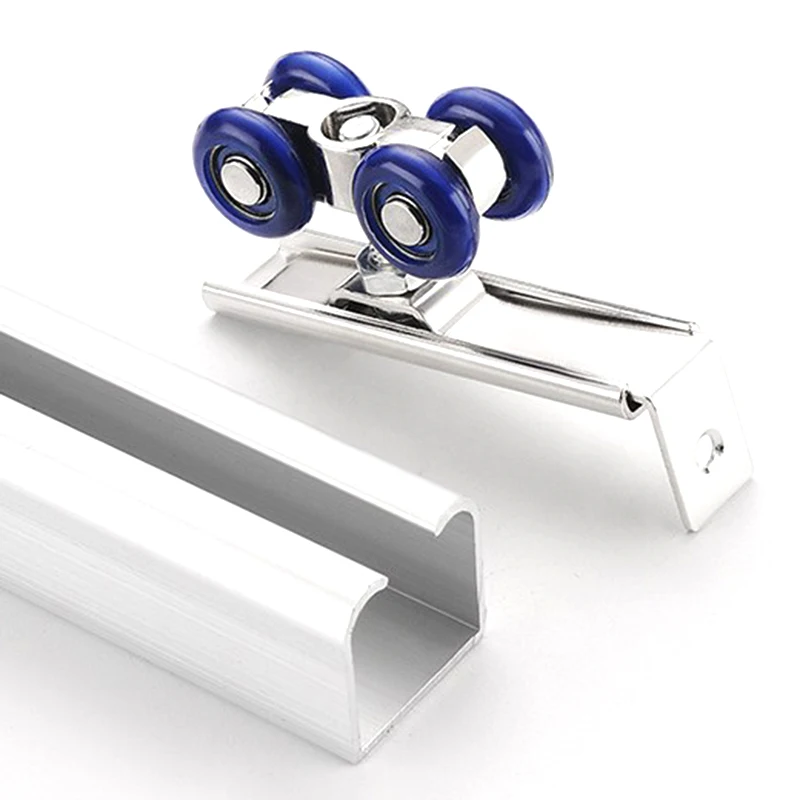 2pcs/set 4/8 Wheels Rail Track For Furniture Hardware Sliding Door Roller Hardware Slide Doors Pulley
