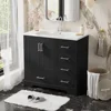 36 Inch Traditional Bathroom Vanity with Resin Sink Combo Set, Blue Bathroom Cabinet with Two Doors and Four Drawers 6
