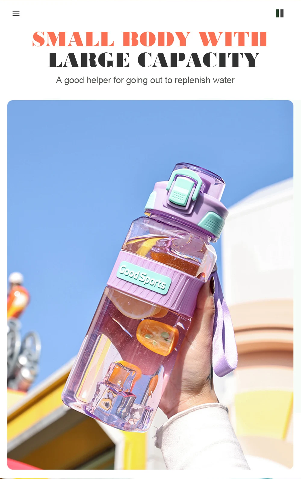 Description Picture 5 of item800ML Sports Water Bottle Large Capacity Plastic Cups Leakproof Drinking Bottle Portable Water Cup For Travel Outdoor Drinkware