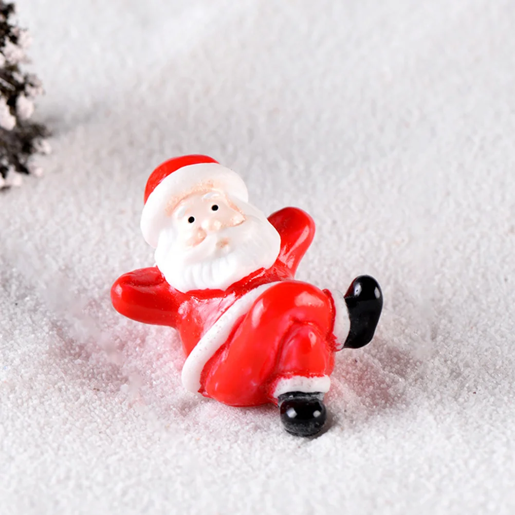 12 Pcs Mini Figurine Santa Claus Ornament Christmas Miniatures Ornaments Craft Party Supplies Resin Child Mini Craft Decor