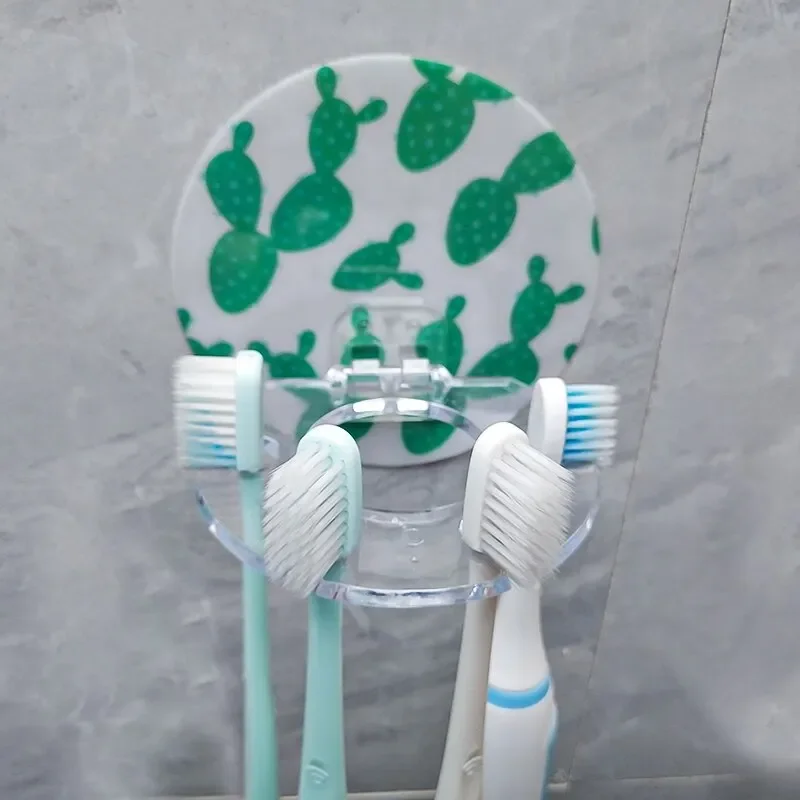 2pcsToothbrush Holder Bathroom Creative Wall Mounted Multipurpose Storage Rack Household Punch Free Toothpaste Razor Holder