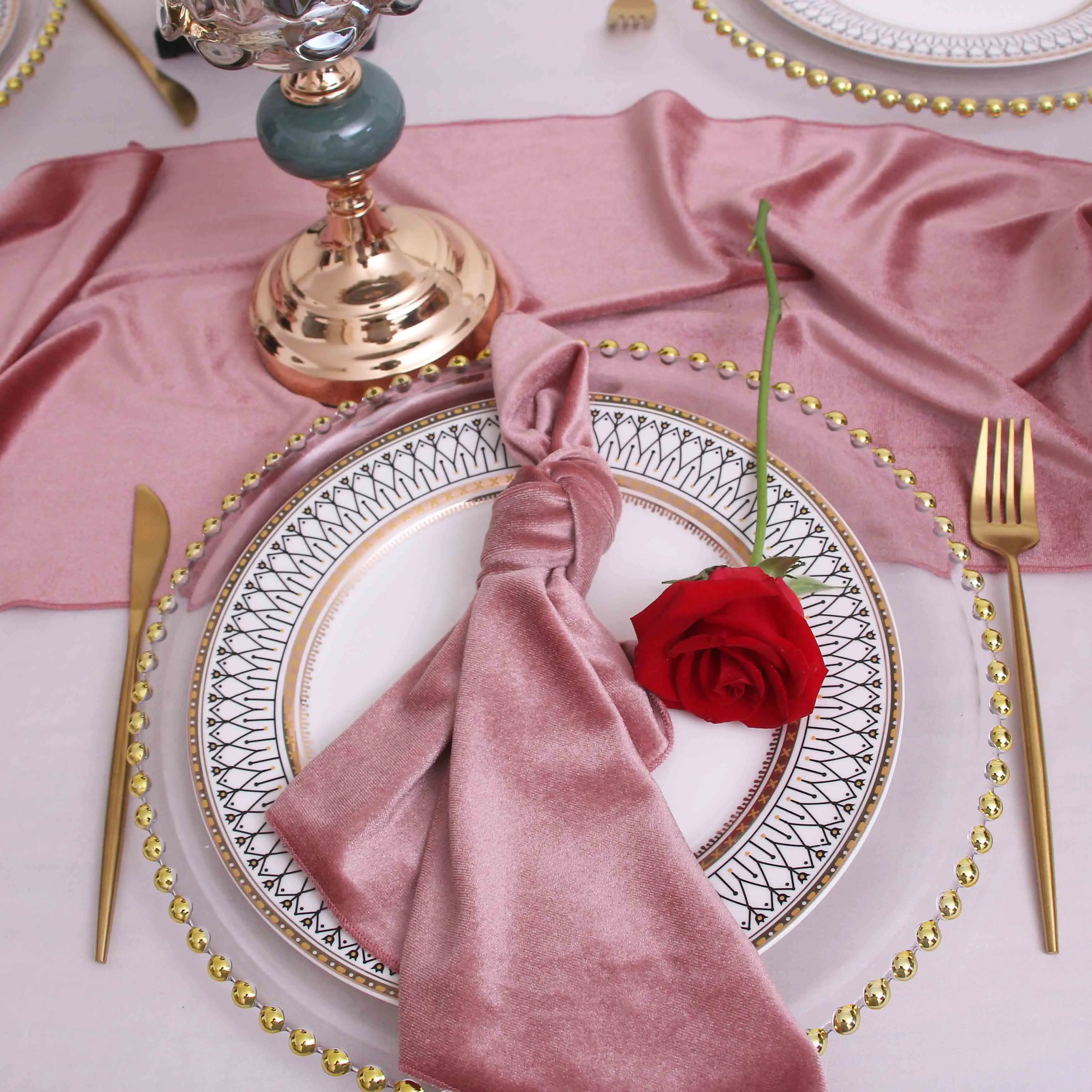 NP014B made 10pcs/ lot wedding Xmas decor 40cm*40cm dusty pink gold red turquoise (no buckle) velvet table napkin
