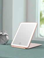 LED Foldable Travel Makeup Mirror 3 Colors Light Modes USB Rechargeable Touch Screen Portable Tabletop Cosmetic Mirror 1