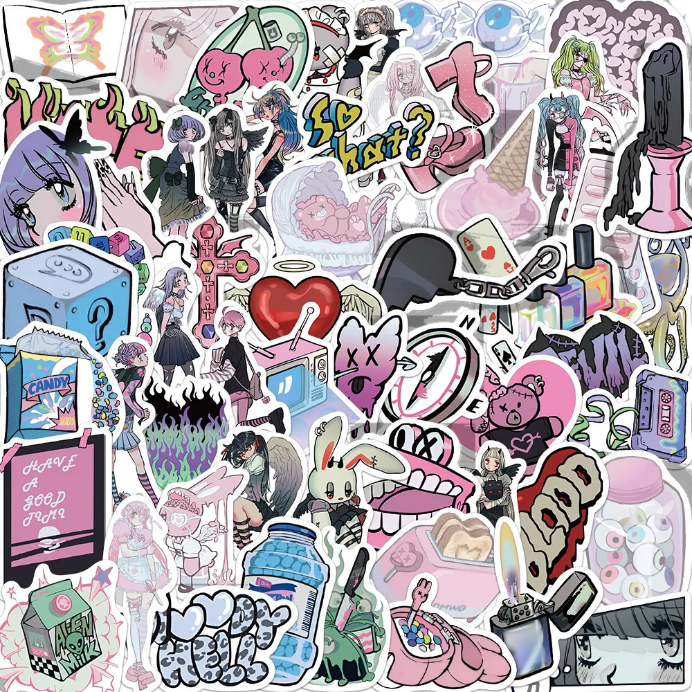 

10/30/60pcs Domi Style Gothic Girls Stickers DIY Scrapbook Phone Stationery Suitcase Bike Guitar Helmet Cool Graffiti Decals Toy