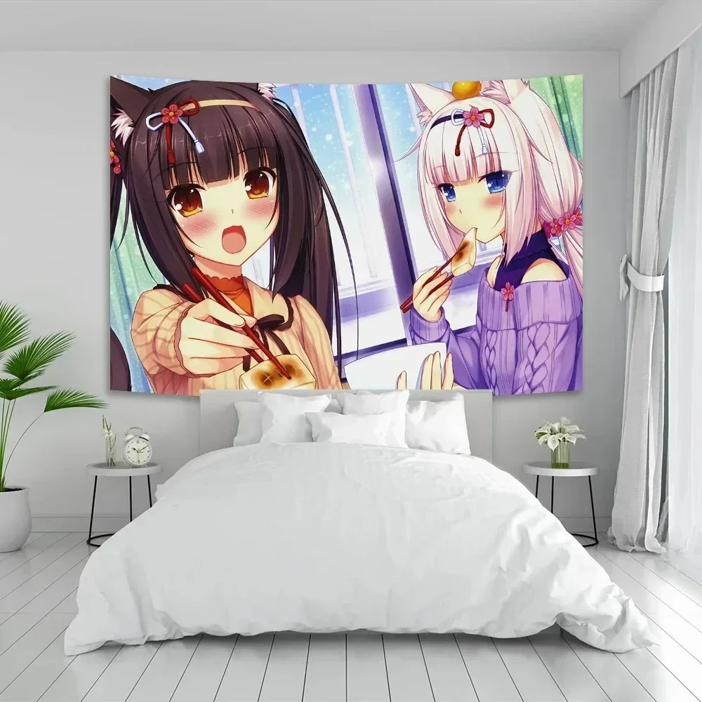 VIKAMA Otaku Ästhetische Niedliche Katzenmädchen-Wandteppiche zur Heimdekoration Fandom-Ambiente Ideale Wandbehang-Kunst – Detail 6