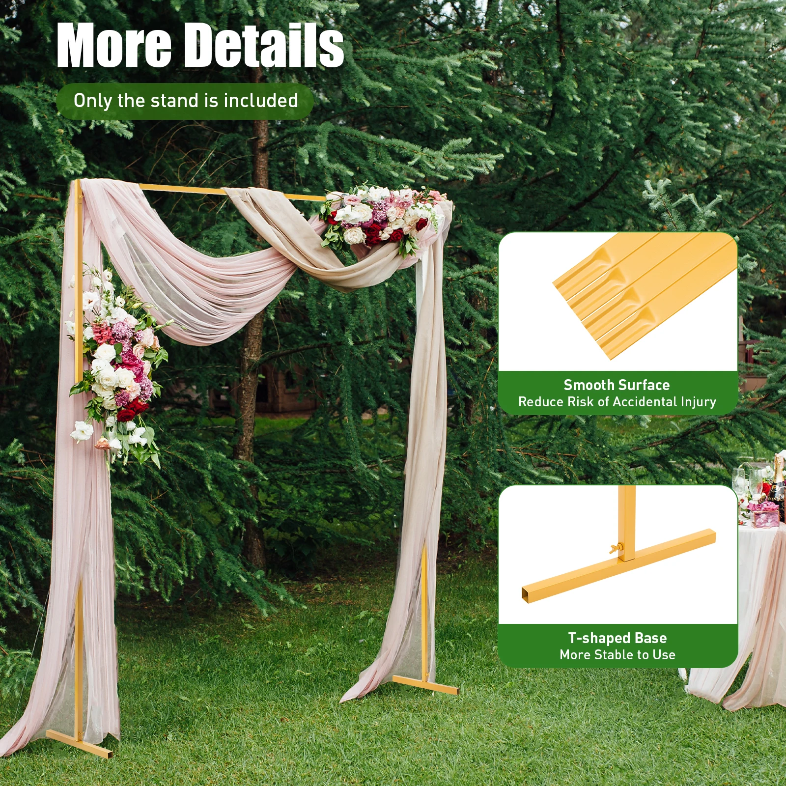 2*2m Wedding Arch Stand Flower Road Lead Backdrop Rack Metal Balloon Flower Frame for Ceremony Birthday Bridal Shower Party