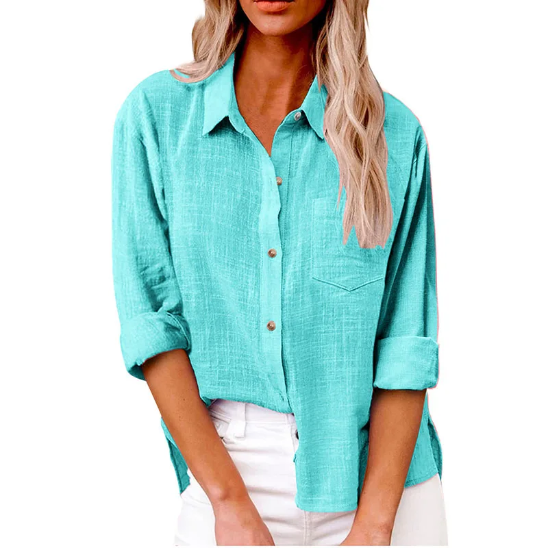 Sc98697b008b1406094631be7da0300acN Solid Casual Loose Shirts For Women Summer Vintage Women's Oversized Shirts And Blouses Fashion Elegant Youth Female Tops Mallzona