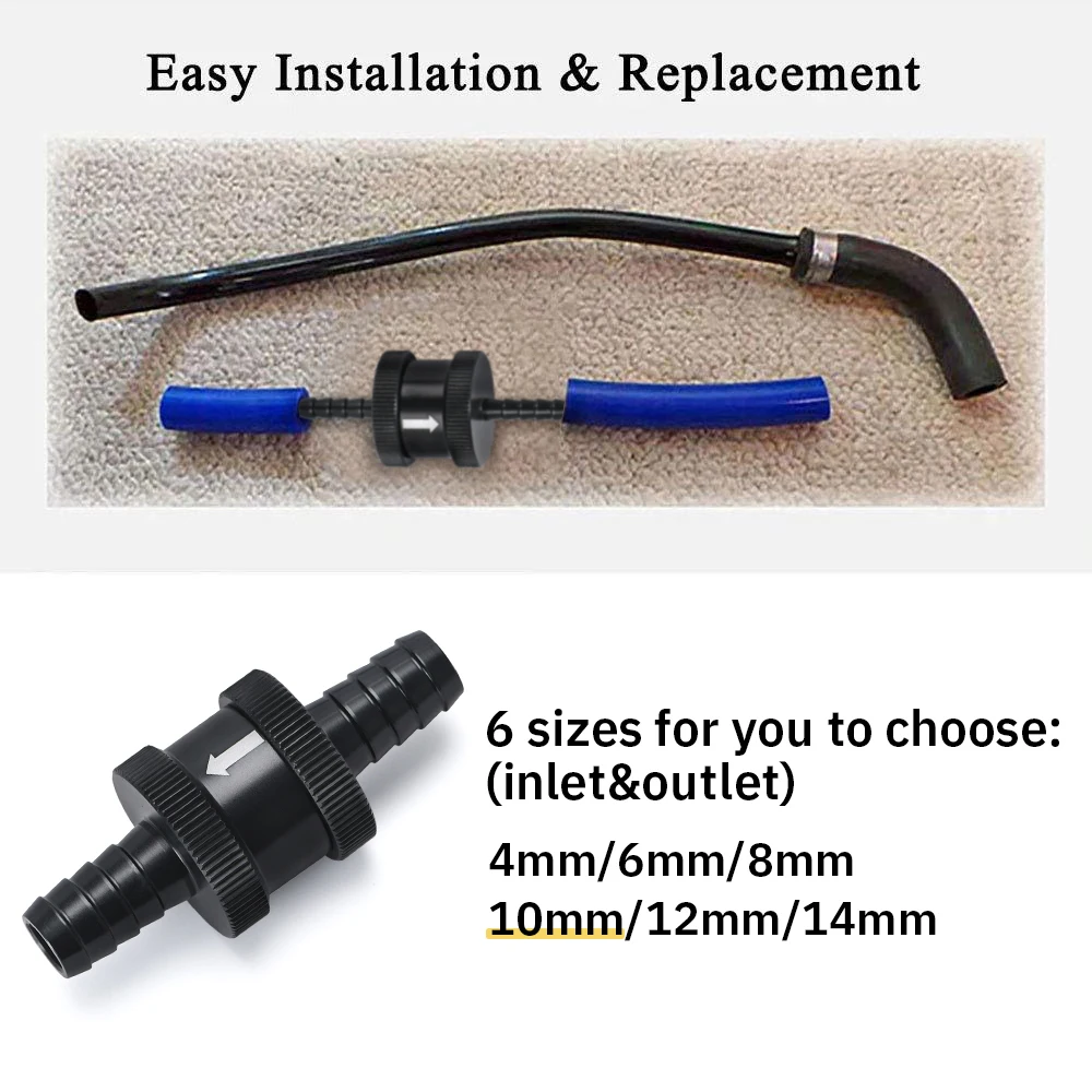 WLR-3/8" 10mm Non Return One Way Fuel Check Valve Aluminum Alloy Petrol Diesel WLR-FCV10