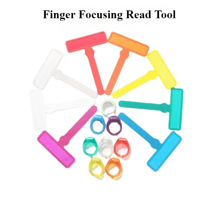 Reading Focus Tool Fluorescent Color Transparent Guide Reading Ring for Dyslexic Children with ADHD Book Word Finger Focusing Read Tool 1Pc
