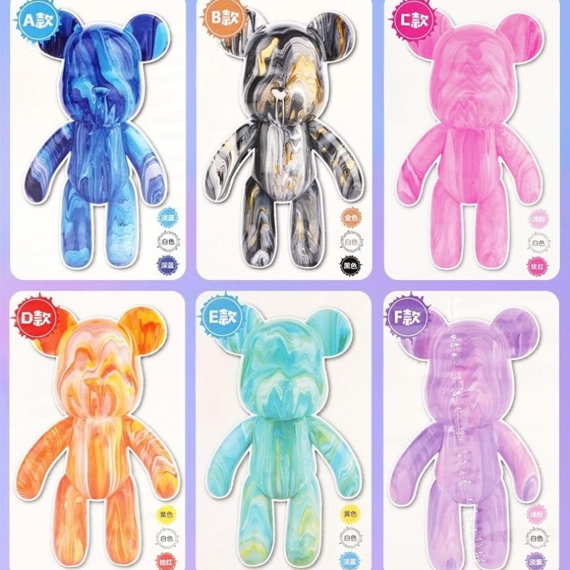 Creative Fluid Painting Set for Kids with Liquid Paint and Bear Figure