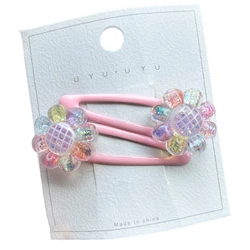 Set of 2 Colorful Floral Hair Clips and Elastic Bands (Hairpin - 1)