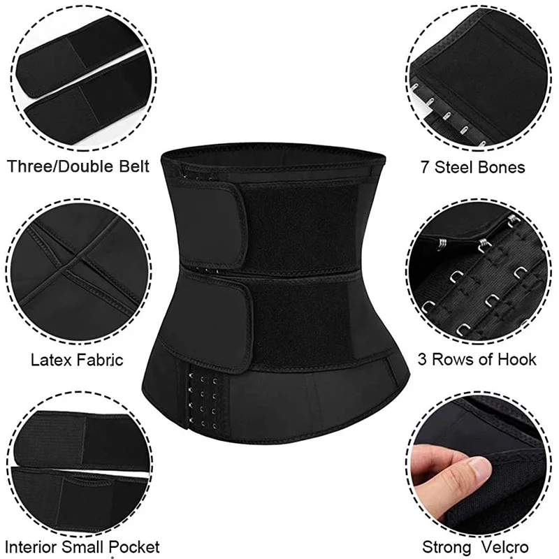 New adjustable hook shaperwear waist trainer women sauna belt weight loss cincher body shaper tummy control strap slimming sweat mesh corset