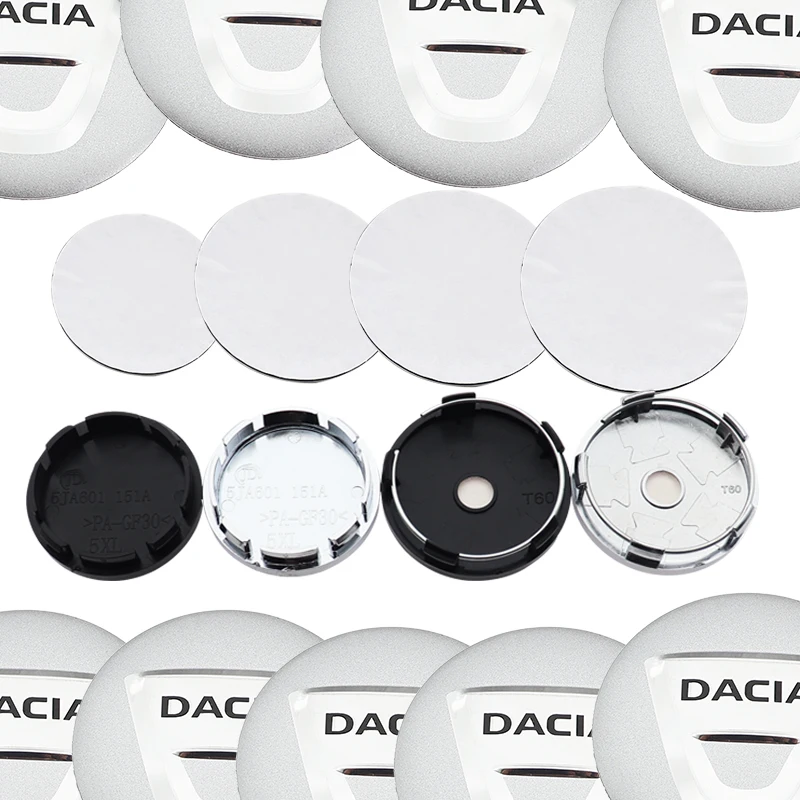 4개 56mm 60mm 65mm 68mm 자동차 엠블럼 휠 센터 허브 캡 림 개조용 크리에이티브 배지 커버 장식 스티커 액세서리 (다치아용)