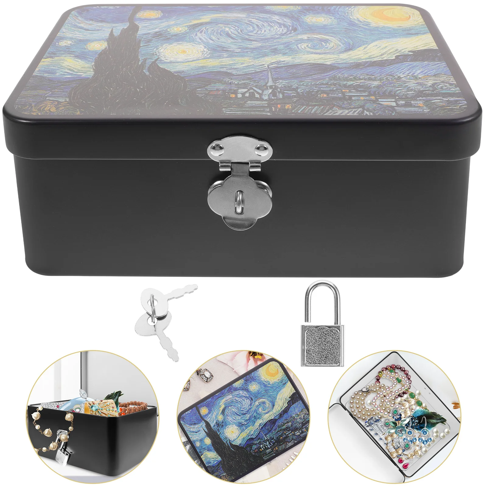 

English title: Zerodeko Nesting Boxes Tinplate Candy Box Metal Empty Cookie Storage Container Tea Coffee Bean Can Tarot Storage