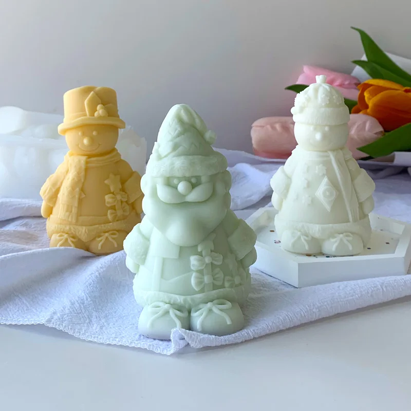 

DIY Santa Claus Snowman 3D Silicone Mold Aroma Candle Plaster Ornaments Mould Epoxy Resin Gypsum Molds Christmas Decoration