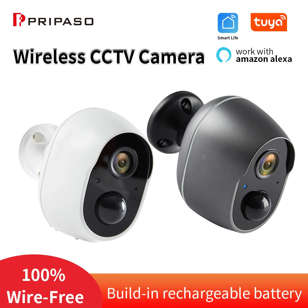Tuya Wifi Battery Camera Outdoor CCTV Monitor Rechargeable Smart Life IP Cam IP66Waterproof Wireless No WireHome Security Camera srihome sh033 3 0mp wifi ip camera 4ch data base waterproof battery power wireless cam color night vision pir alarm baby monitor