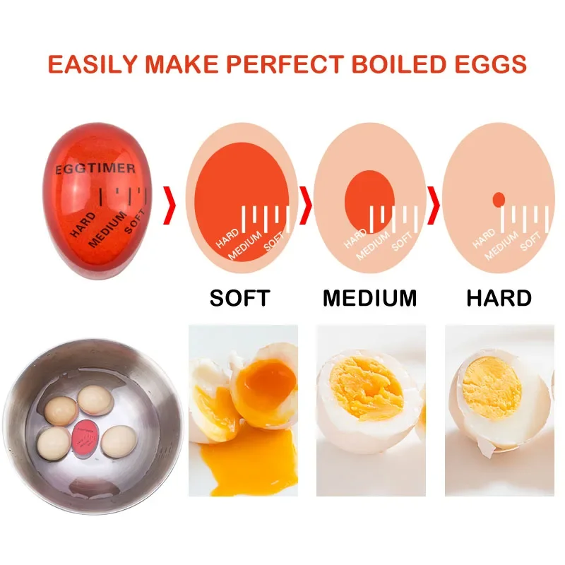 Color Changing Egg Timer Cooking Resin Material Perfect Boiled Eggs By Temperature For Kitchen Helper Egg Timer Red timer tools images - 6