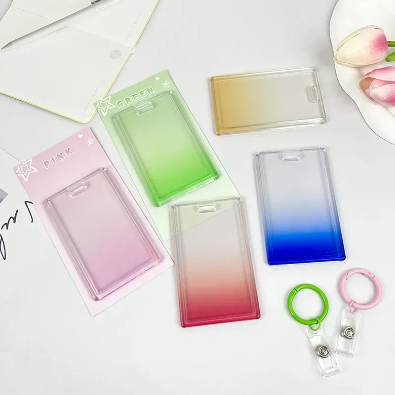 Transparent Photocard Holder Card Protective Case Name Badges Card Sleeve Waterproof Students Meal Bus Cover Keychain card holder photo card holder card protector
