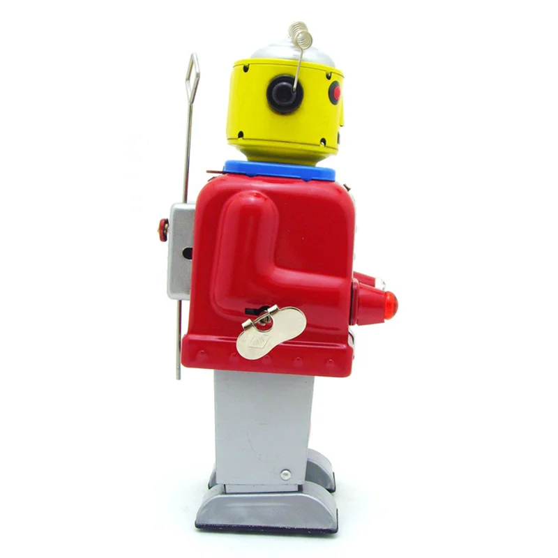 Retro Clockwork Wind Up Toy 21.5x9.5x10CM Vintage Mechanical MR. Robot Tin Toys For Home Bar Decor Collection Gifts