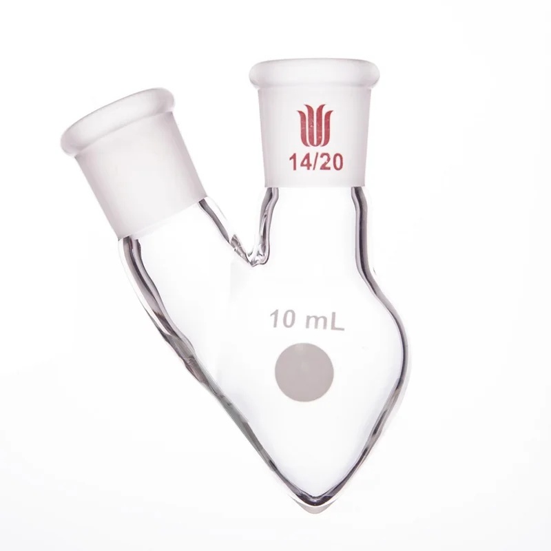 SYNTHWARE Two Necked Heart-shaped Lab Volumetric Flask Pear shaped Flask Capacity 5mL 10mL 15mL 25mL 50mL Borosilicate glass F34