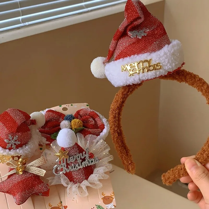 Christmas Hairpin Cute Christmas Hair Accessories Female Plush Bow Autumn And Winter Wash Hairband Jewelry