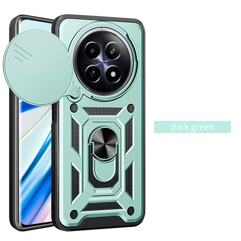 Cover Realme 12 Pro / 12 Pro+ Plus 5G: Antiurto Con Anello 360° E Copri-Fotocamera Scorrevole - Nero