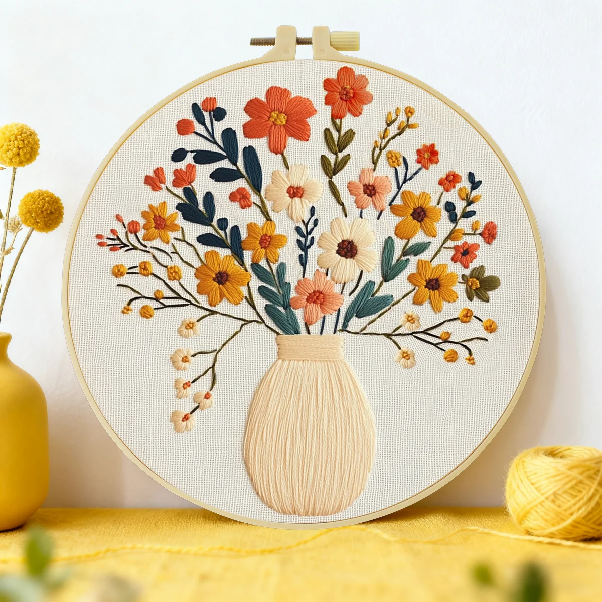 1 Stück 20X20CM/15X15CM 7,87/6,3 Zoll Vasen-Stickerei-Starter-Kit DIY-Kit DIY-Stickerei-Set für Anfänger Nähkunst