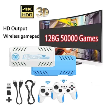 128G Game Stick X10 Pro 4K Video TV Console di gioco Gamepad wireless Videogioco 50000+ Giochi arcade classici HD Due giocatori