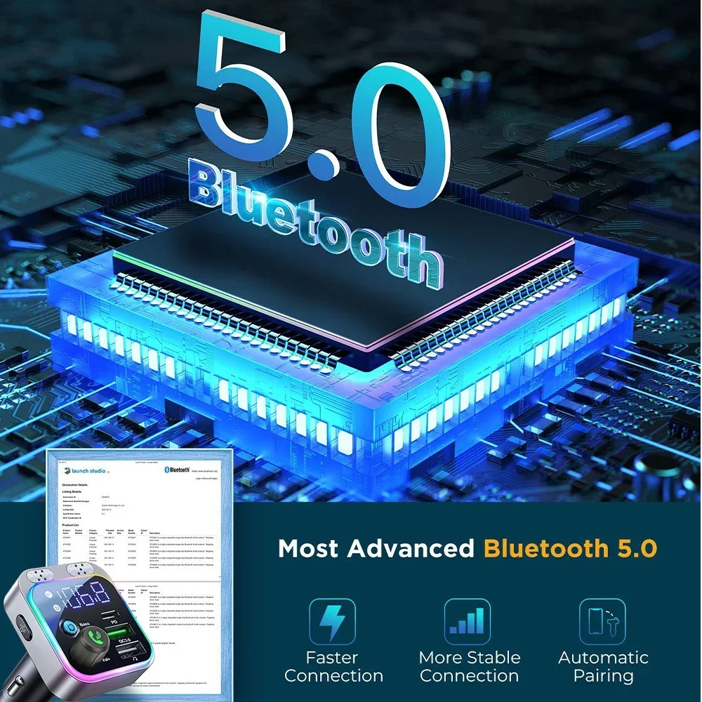 Car Bluetooth FM Transmitter Car Charger Digital Display Adapter for FM Fast Charger Electronic Accessories