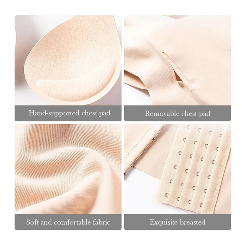 Women Waist Buttoned Bra Vest Posture Corrector Tank Tops Seamless Underwear Sheath Slimming Corset Tummy Control Body Shaper
