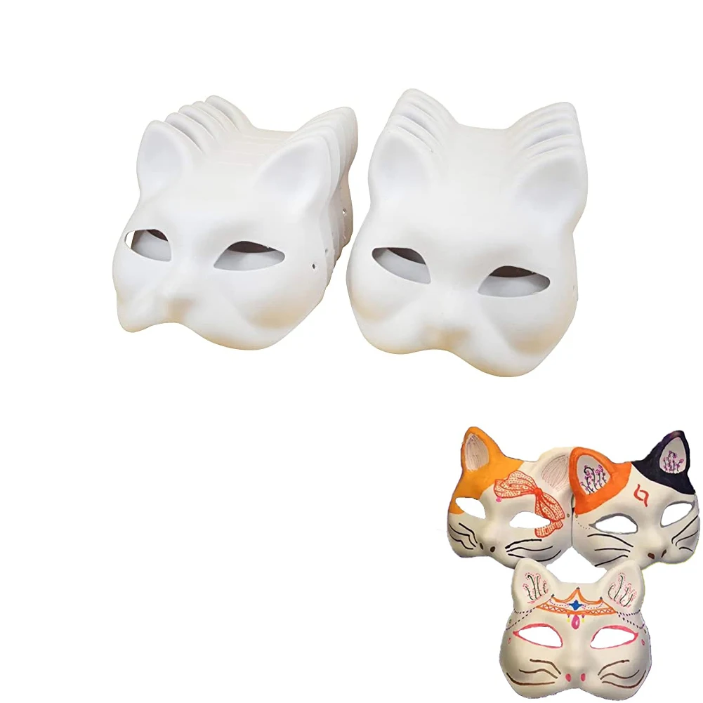 15pcs/lot Cat Mask Diy White Paper Mask Pulp Blank Hand Painted Personality  Creative Free Design Face Mask - Party Masks - AliExpress