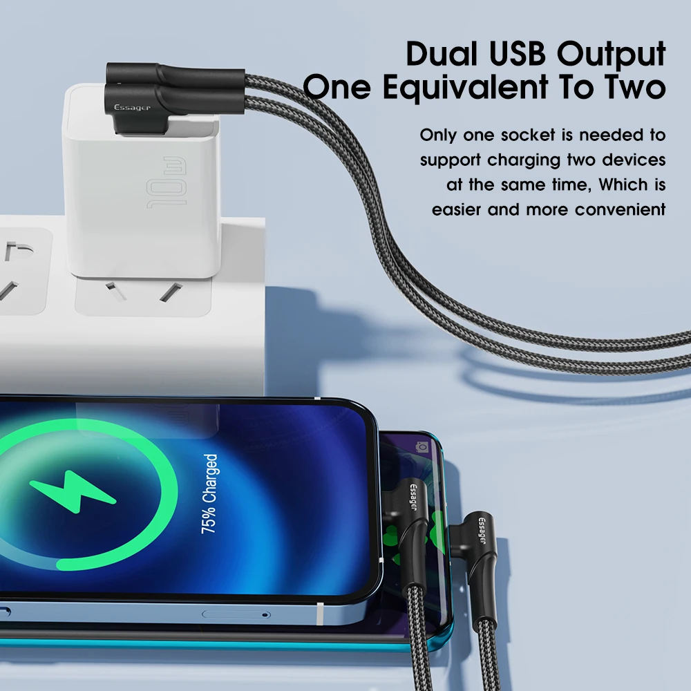 Фото Зарядное устройство Essager с двумя USB-портами и поддержкой быстрой зарядки, 10 Вт №4