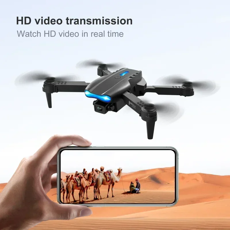 4K HD Dual Camera Mini Drone WiFi FPV E99 MAX Selfie RC UAV 6-Axis Gyro One-Key Auto Return Foldable Drone Adjustable RC Plane 2